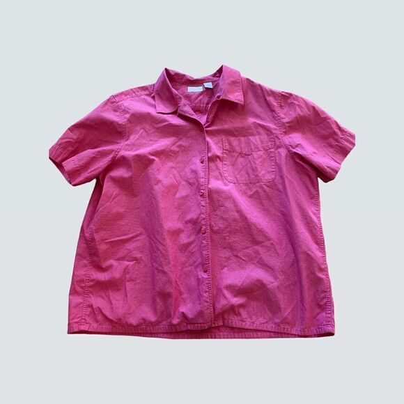 Elisabeth Liz Claiborne Pink Cotton Short Sleeve Top Sz 20 - Picture 3 of 6